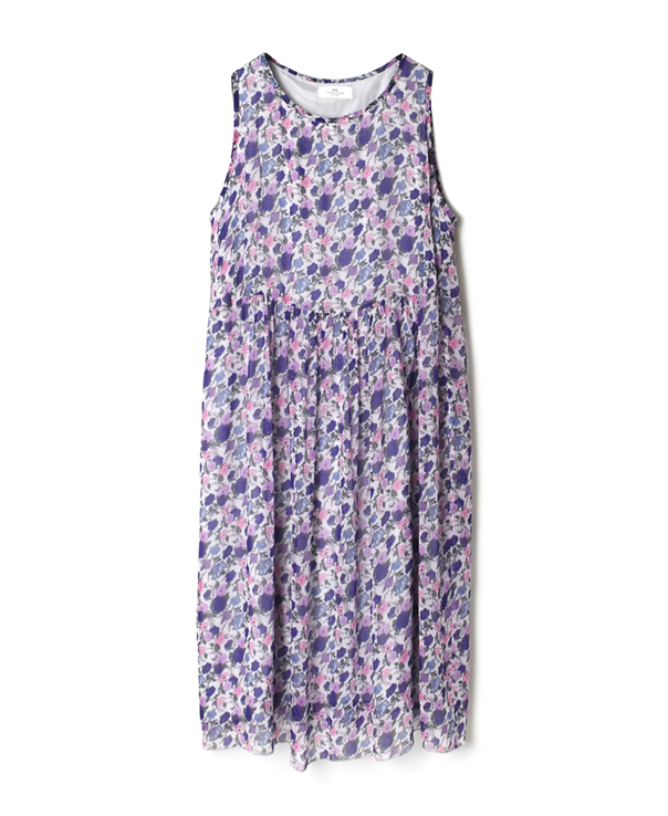 NSL21084 GEORGETTE MEDIUM FLOWER PRINT BOAT-NECK DRESS