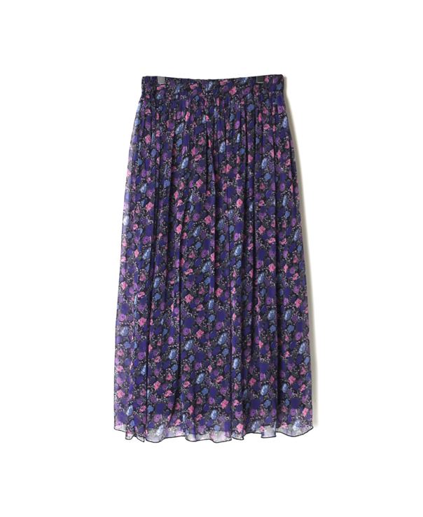 NSL21085 GEORGETTE MEDIUM FLOWER PRINT GATHERED SKIRT