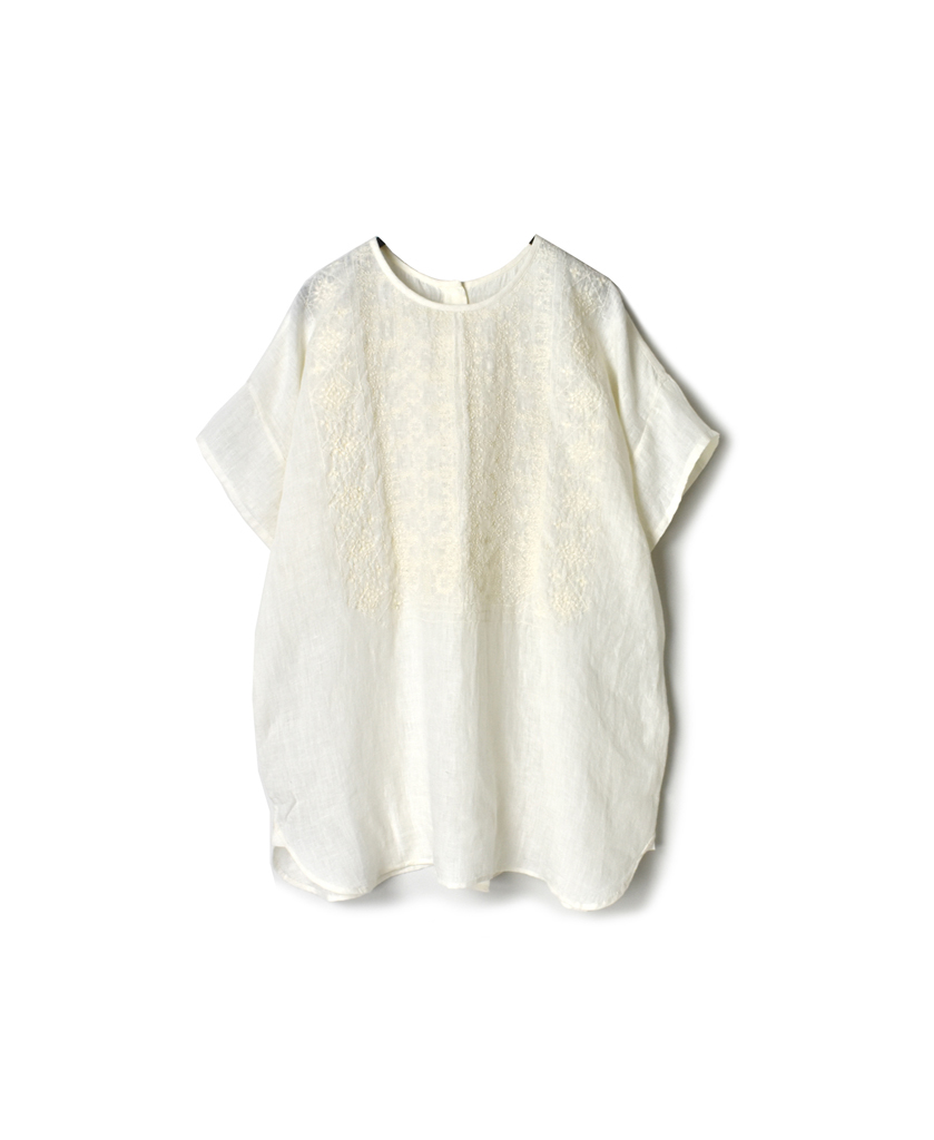 NMDS20022 (シャツ) 80’S POWER LOOM LINEN PLAIN BACK OPENING CREW-NECK S/SL EMB SHIRT