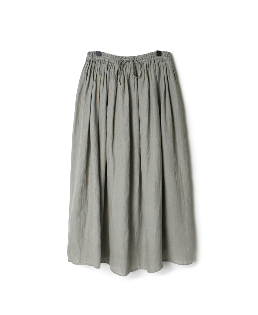 NMDS21145 80’S POWER LOOM LINEN PLAIN GATHERED SKIRT