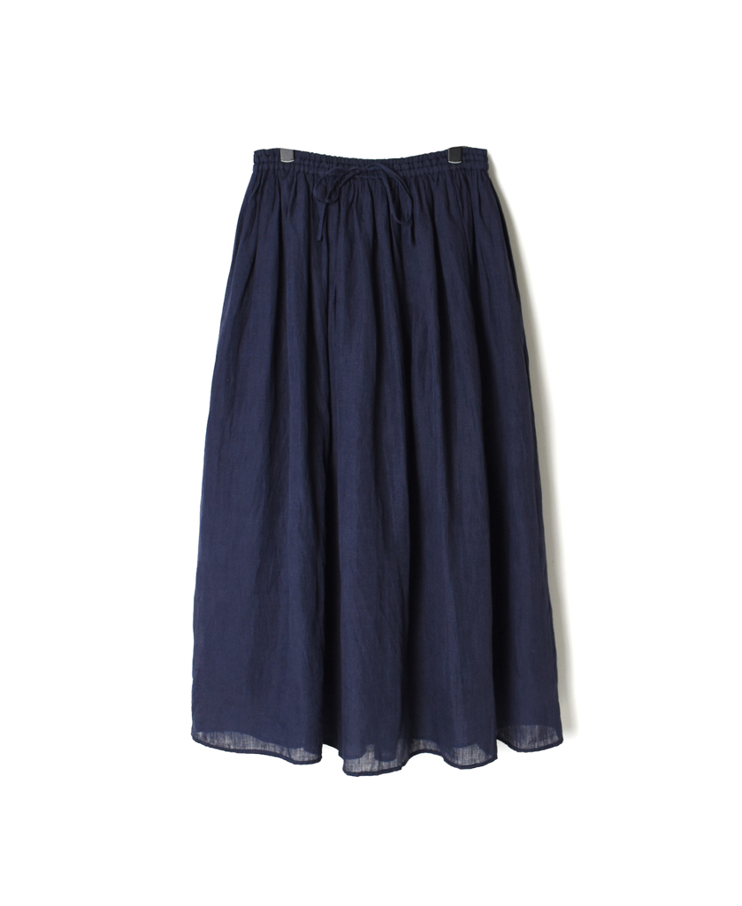 NMDS21145 80’S POWER LOOM LINEN PLAIN GATHERED SKIRT