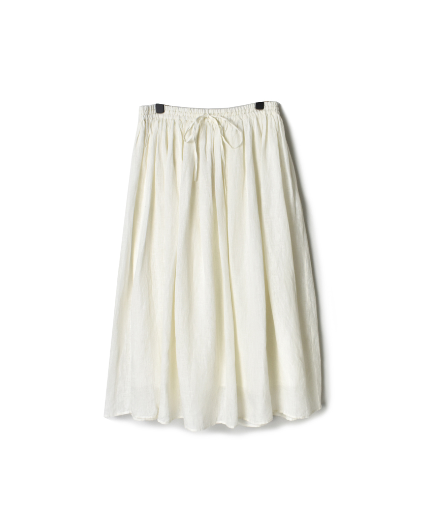 NMDS21145 80’S POWER LOOM LINEN PLAIN GATHERED SKIRT