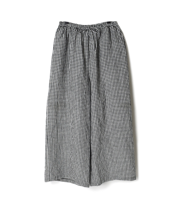 INSL21216 60’S POWER LOOM LINEN CHECK WIDE EASY PANTS