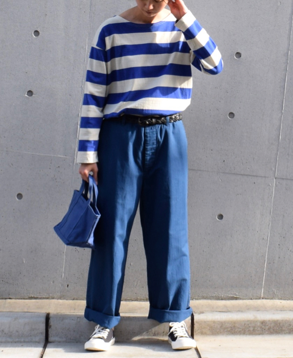 NLA1961 (カットソー) WIDE STRIPE L/SL DROP SHOULDER BASQUE SHIRT