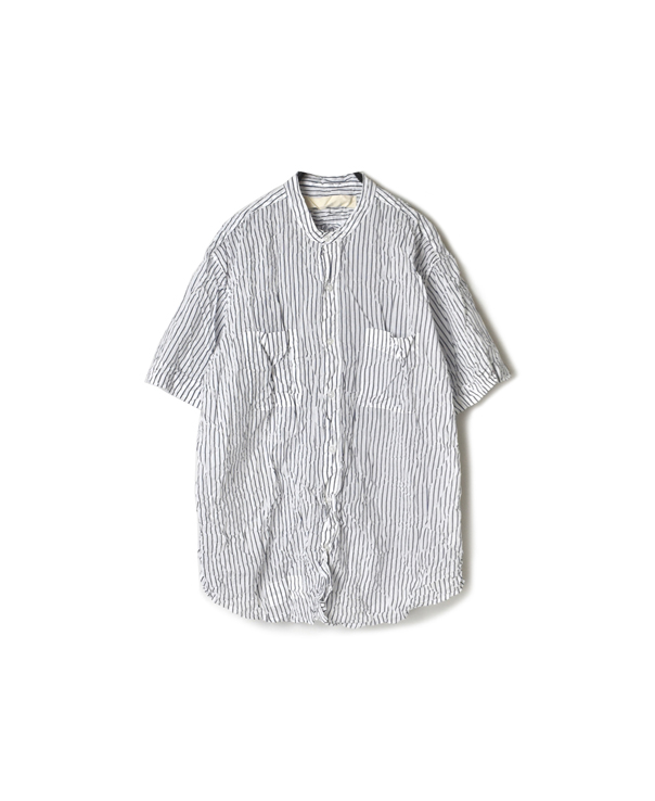 NVL2001SW PRINTED CAMBRIC BANDED COLLAR S/SL OVERSIZED SHIRT