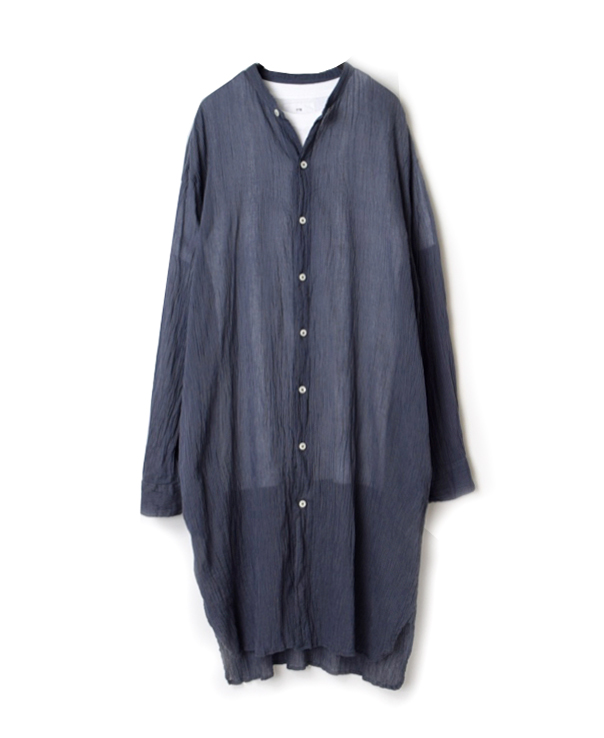 INAM1902GS (ロングシャツ) GAUZE STRIPE DYE UTILITY BANDED COLLAR LONG SHIRTS