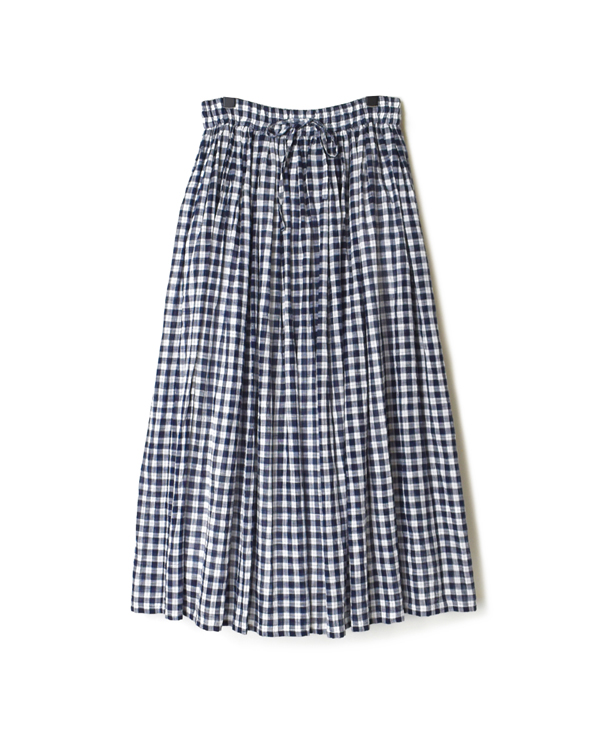 NSL20055 COTTON FANCY GINGHAM CHECK GATHERED SKIRT