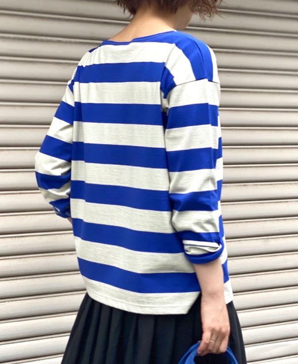 NLA1961 (カットソー) WIDE STRIPE L/SL DROP SHOULDER BASQUE SHIRT