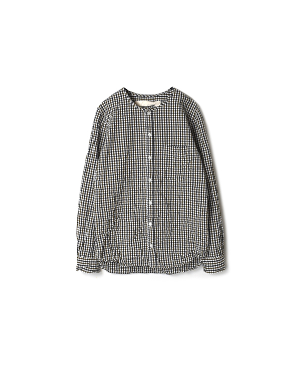 NVL1561CW COTTON MINI GINGHAM CHECK CREW-NECK L/SL SHIRTS