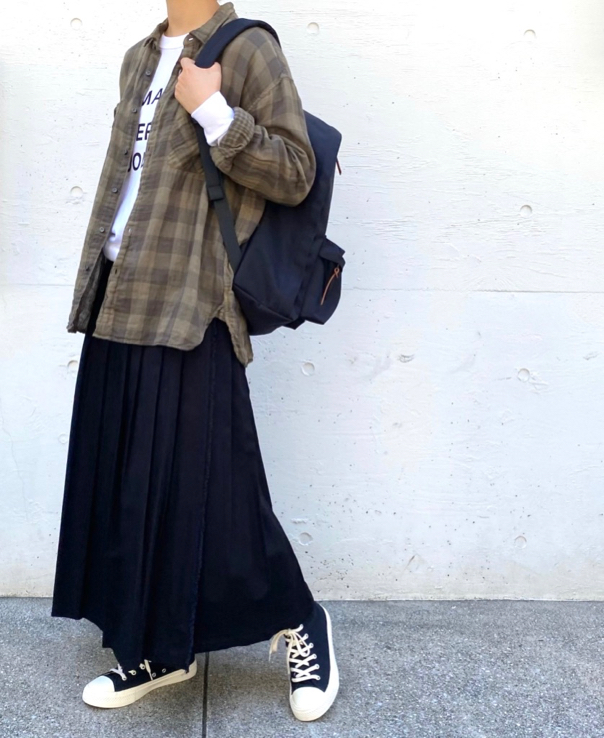 NOD1702 (スカート) COTTON TWILL LOW WAIST PLEATS WRAP SKIRT LENGTH 80cm (WITH PIN)