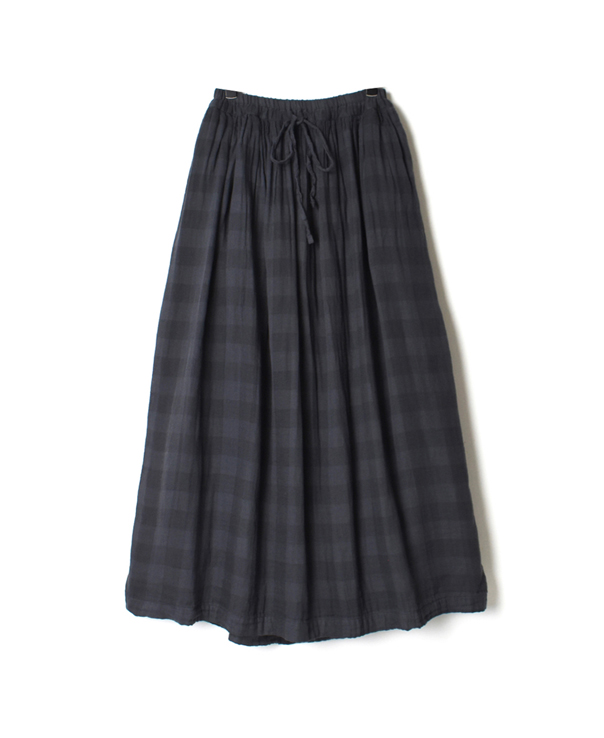 INAM1952DGD DOUBLE GAUZE OVER DYED CHECK EASY GATHERED SKIRT