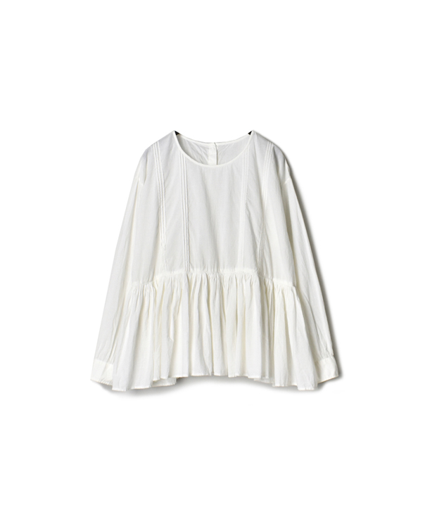 NMDS21603 60’S ORGANIC CAMBRIC RAJASTHAN TUCK GATHERED PULLOVER