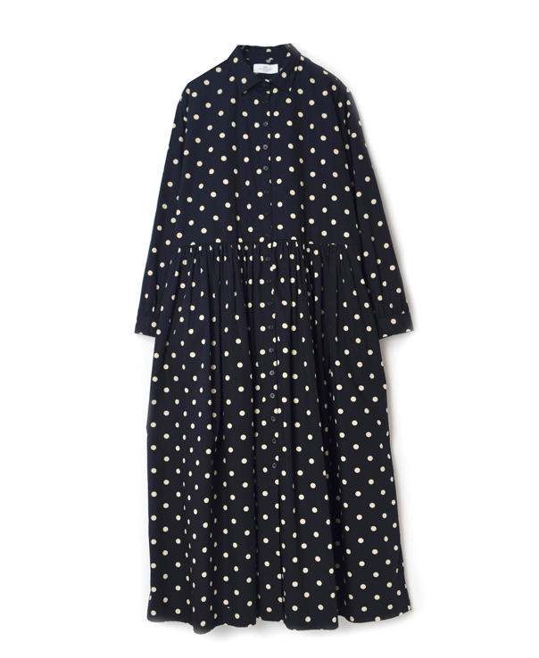 NSL21523 40’S POPLIN DOT PRINT REGULAR COLLAR DRESS