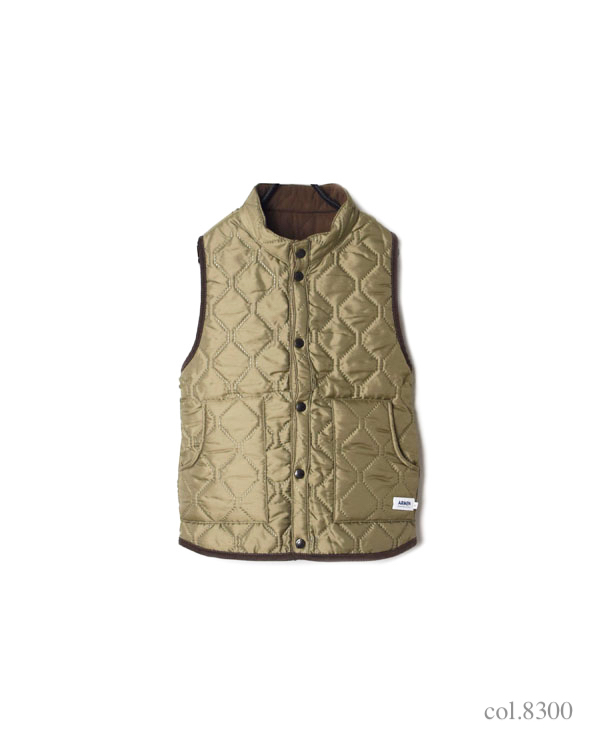 NAM9984 PLAIN HEAT QUILT REVERSIBLE STAND COLLAR VEST