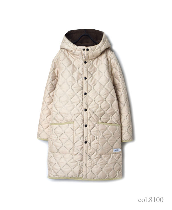 NAM1753 PLAIN HEAT QUILT REVERSIBLE HOODED COAT