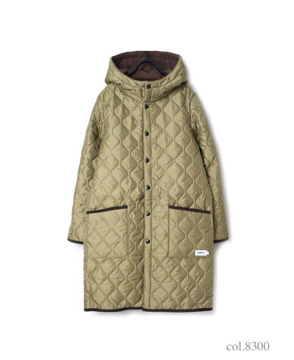 NAM1753 PLAIN HEAT QUILT REVERSIBLE HOODED COAT