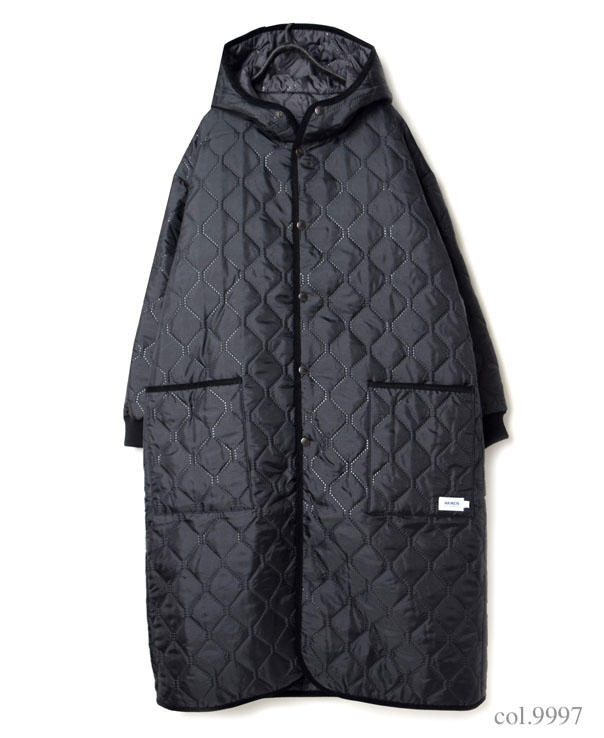 NAM2154PP (コート) POLY×POLY HEAT QUILT OVERSIZED HOODED COAT WITH RIBBED CUFF