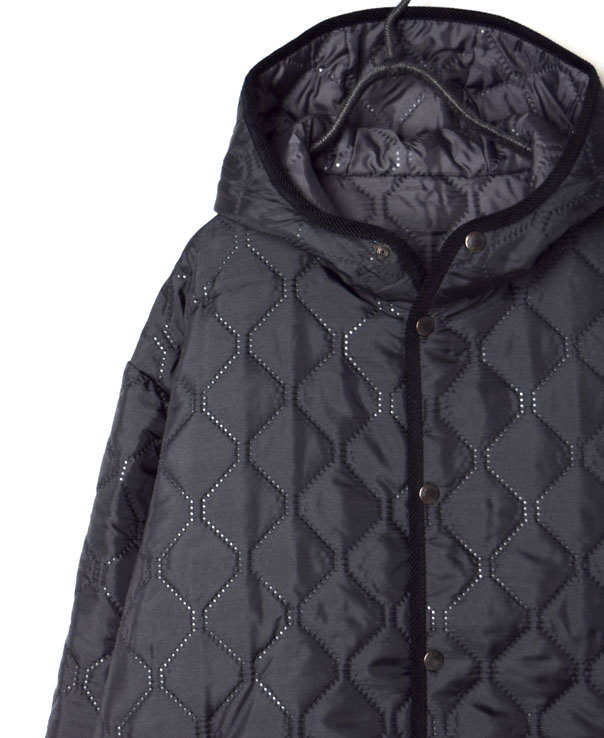 NAM2154PP (コート) POLY×POLY HEAT QUILT OVERSIZED HOODED COAT WITH RIBBED CUFF