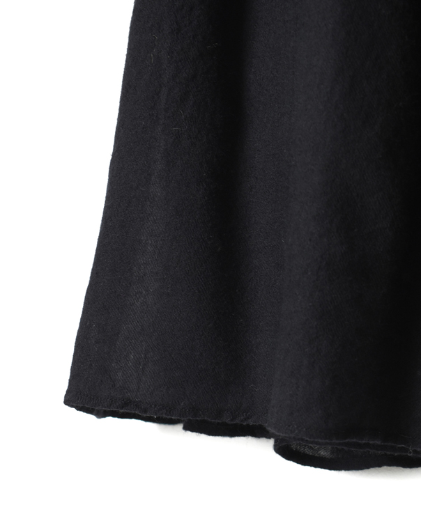 NMDS21524 BOILED WOOL PLAIN GATHERED SKIRT WITH LINING