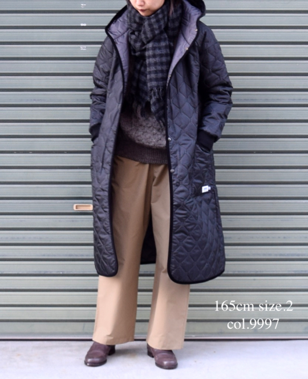 NAM2154PP (コート) POLY×POLY HEAT QUILT OVERSIZED HOODED COAT WITH RIBBED CUFF