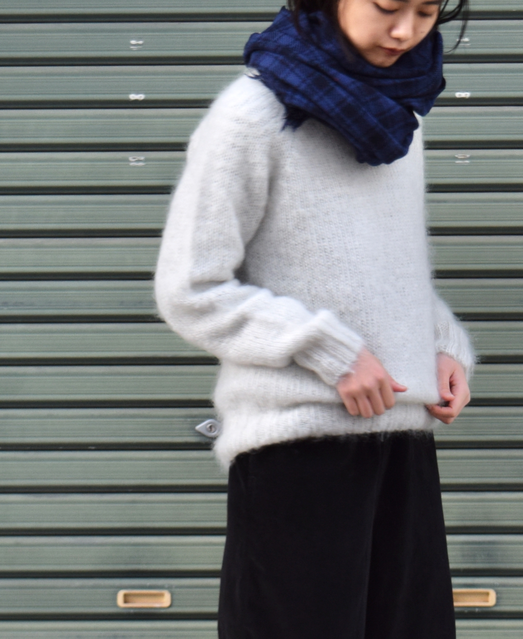 NSL21501 (ストール) BOILED WOOL 2TONE CHECK STOLE