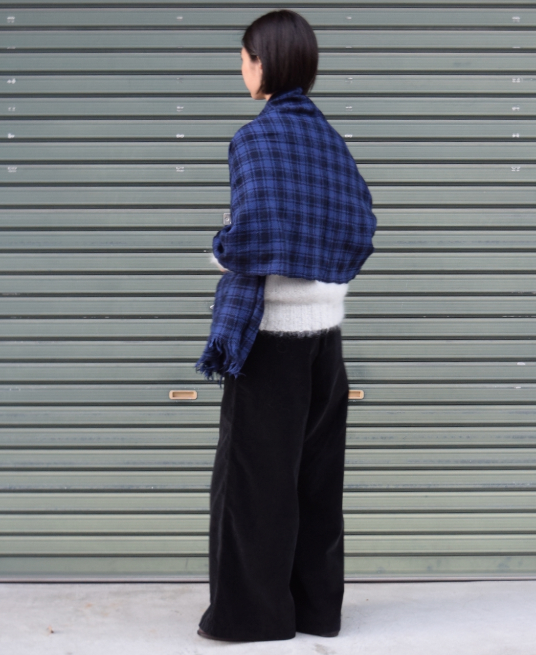 NSL21501 (ストール) BOILED WOOL 2TONE CHECK STOLE