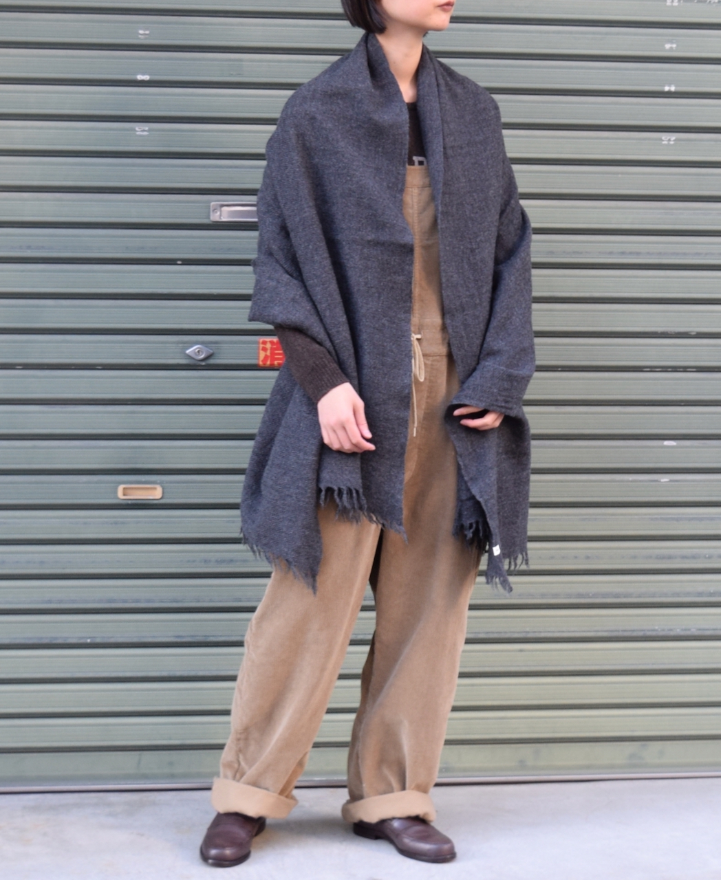 NSL17601 (ストール) MELANGE BOILED WOOL PLAIN STOLE