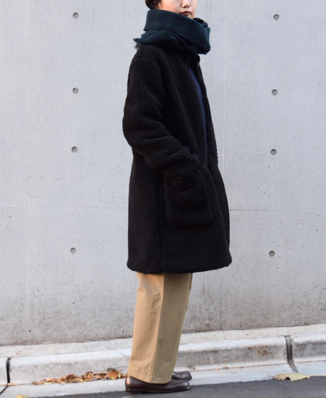 NSL21501 (ストール) BOILED WOOL 2TONE CHECK STOLE