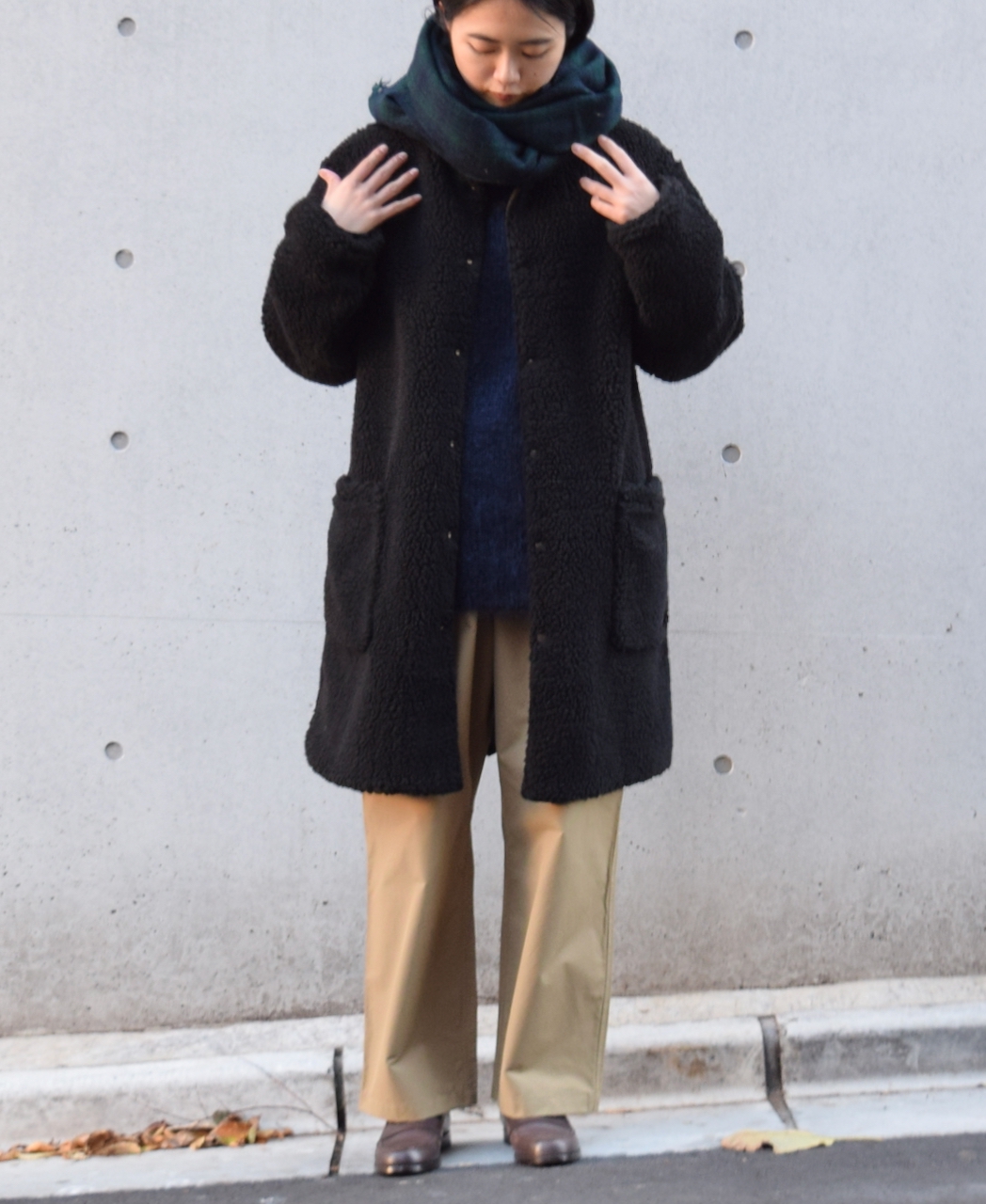 NSL21501 (ストール) BOILED WOOL 2TONE CHECK STOLE