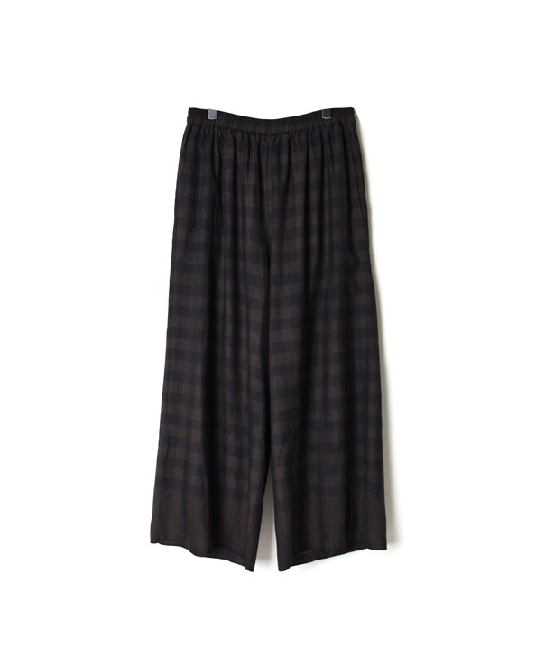INMDS21793 WOOL SILK GINGHAM CHECK EASY PANTS