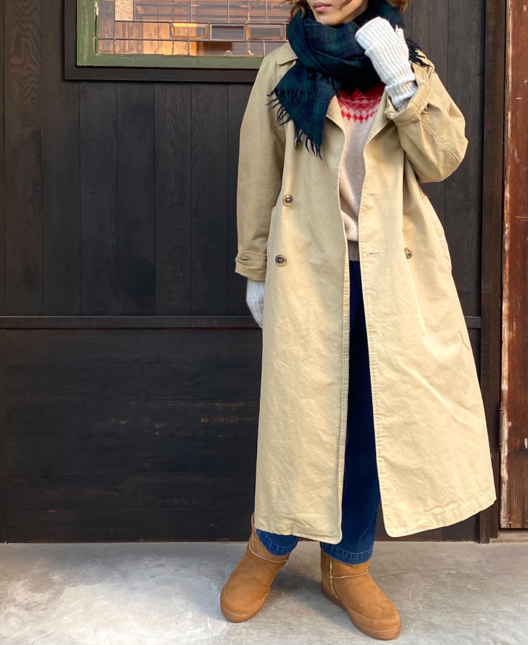 NSL21501 (ストール) BOILED WOOL 2TONE CHECK STOLE