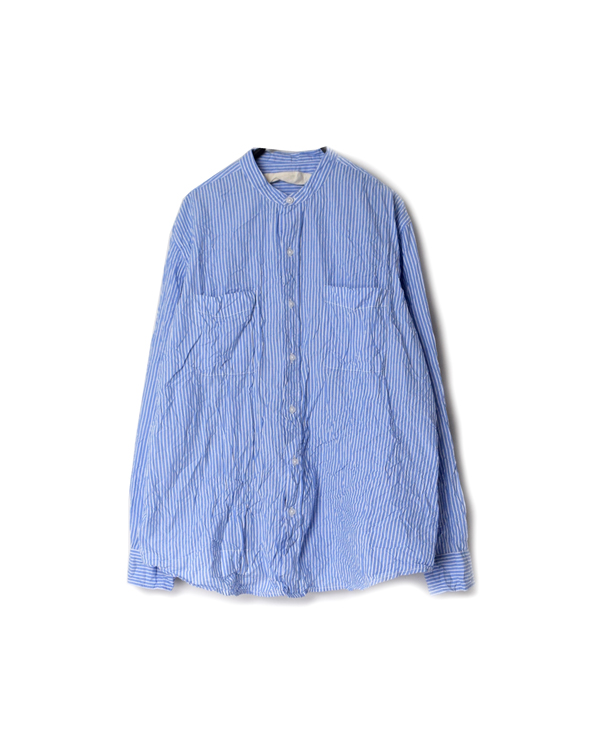 NVL1951SPW (シャツ) POPLIN STRIPE BANDED COLLAR L/SL OVERSIZED SHIRT