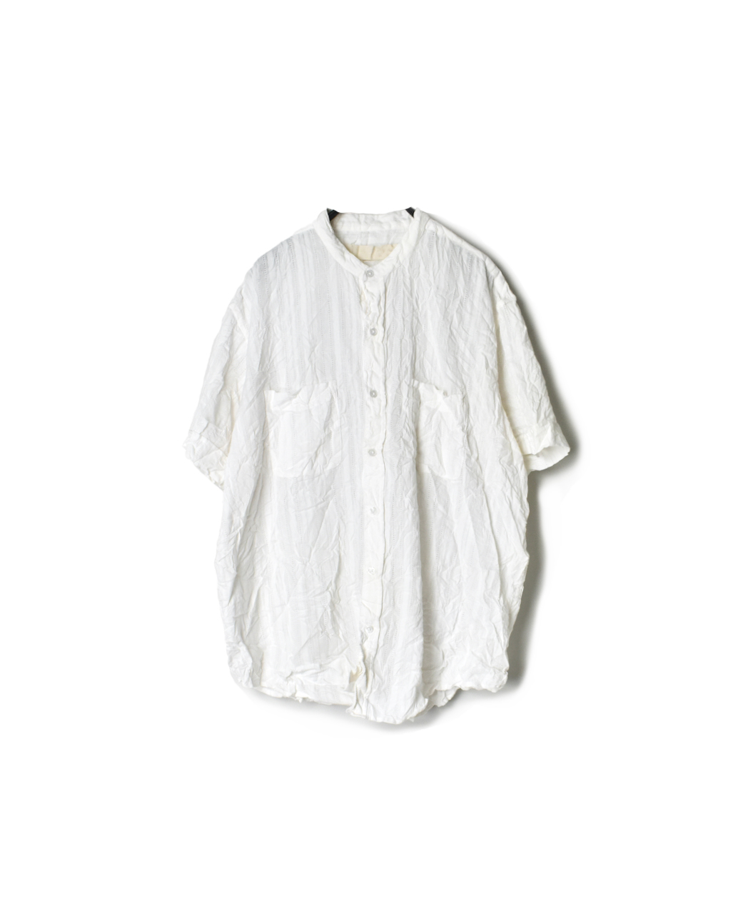 NVL2001DSW DOBIE STRIPE BANDED COLLAR S/SL OVERSIZED SHIRT