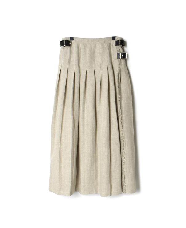 NOD2101 IRISH LINEN LOW WAIST PLEATS WRAP SKIRT LENGTH 90cm (WITH PIN)