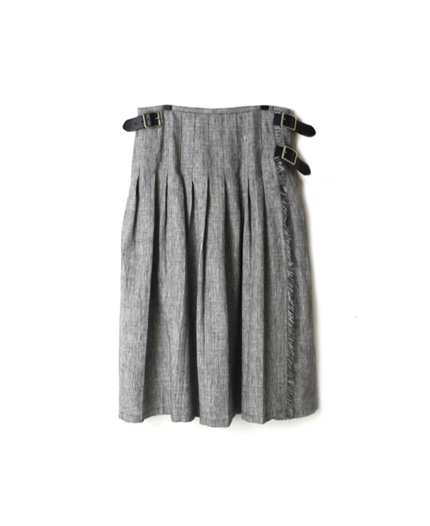 NOD0901 IRISH LINEN LOW WAIST PLEATS WRAP SKIRT