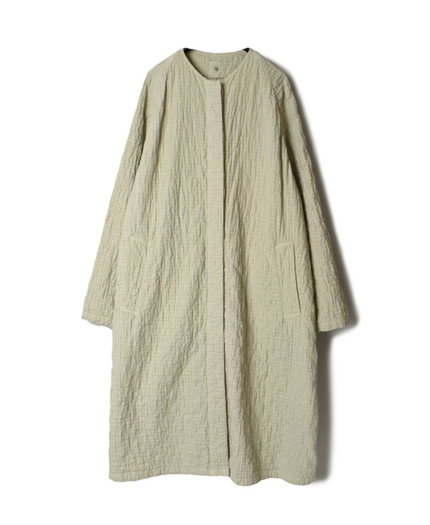 NMDS22101D QUILTED ORGANIC VOILE BIG CHECK (OVER DYE) RAGLAN COAT