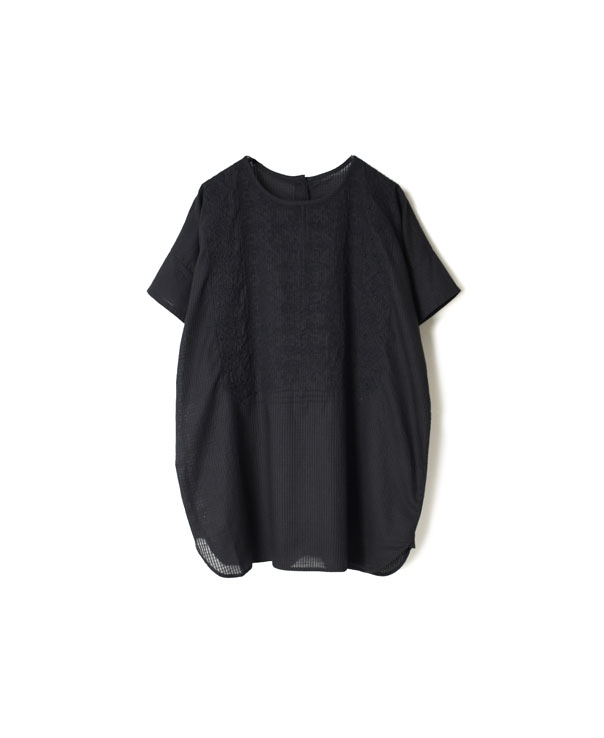 NMDS22193 80’S (シャツ) ORGANIC SMALL CHECK BACK OPENING CREW-NECK S/SL EMB SHIRT