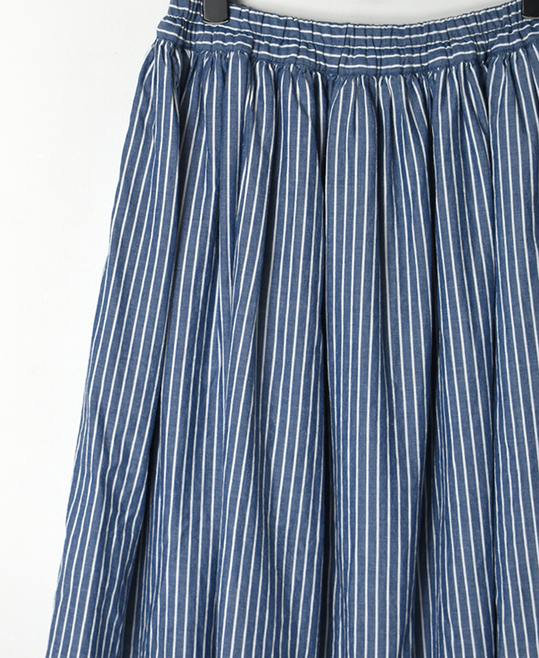 INAM2201SW (スカート) POWER LOOM STRIPE EASY GATHERED SKIRT WITH LINING