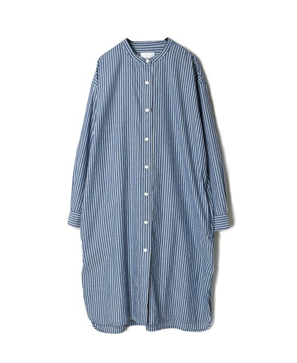 INAM1902SW POWER LOOM STRIPE UTILITY BANDED COLLAR SHIRTS