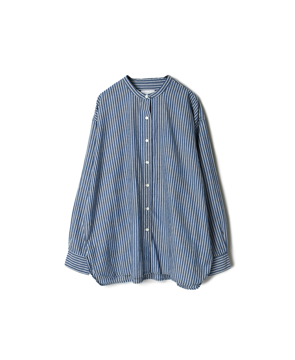 INAM1702SW POWER LOOM STRIPE UTILITY BANDED COLLAR SHIRTS