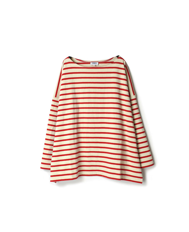 NLA2201 REGULAR STRIPE L/SL BOAT-NECK OVERSIZED BASQUE SHIRT