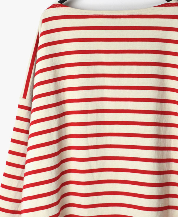 NLA2201 (カットソー) REGULAR STRIPE L/SL BOAT-NECK OVERSIZED BASQUE SHIRT