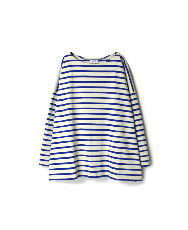 NLA2201 REGULAR STRIPE L/SL BOAT-NECK OVERSIZED BASQUE SHIRT