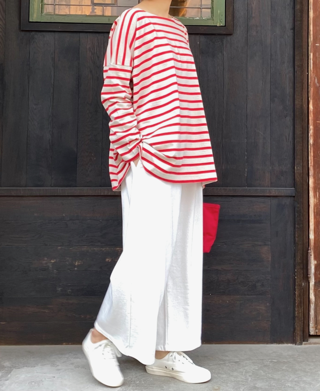 NLA2201 (カットソー) REGULAR STRIPE L/SL BOAT-NECK OVERSIZED BASQUE SHIRT