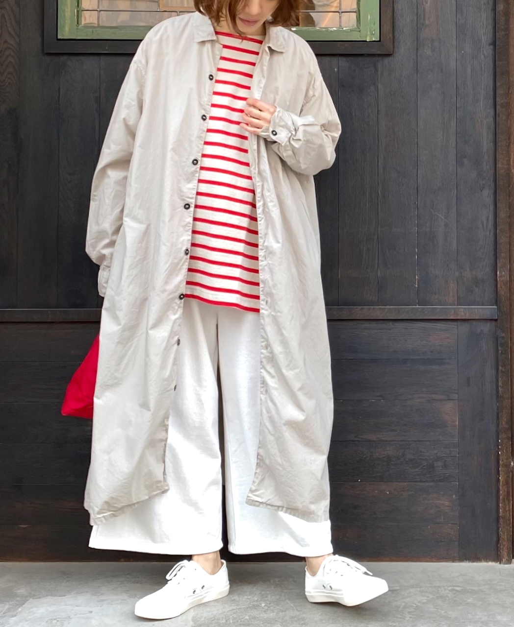 NLA2201 (カットソー) REGULAR STRIPE L/SL BOAT-NECK OVERSIZED BASQUE SHIRT