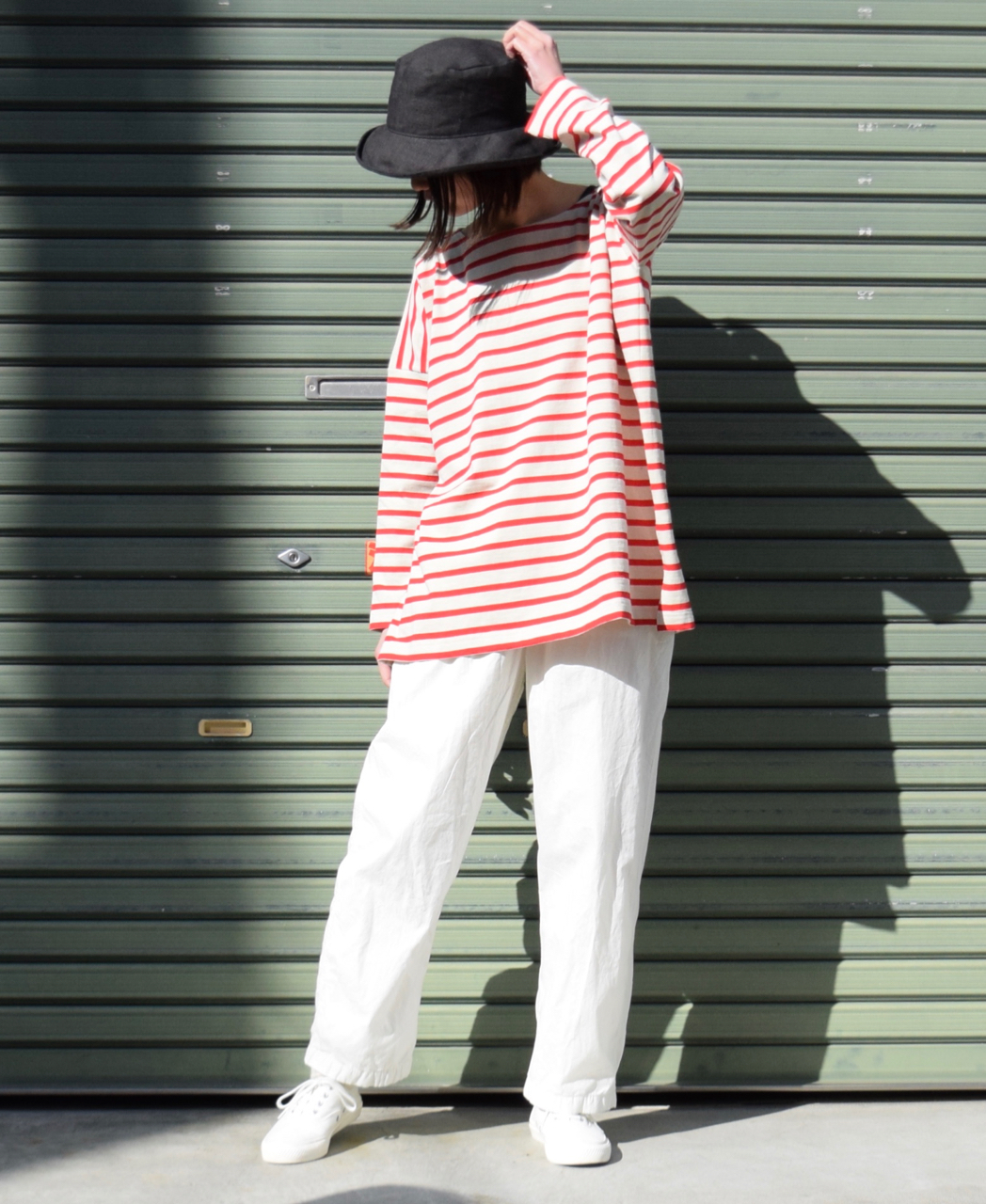 NLA2201 (カットソー) REGULAR STRIPE L/SL BOAT-NECK OVERSIZED BASQUE SHIRT