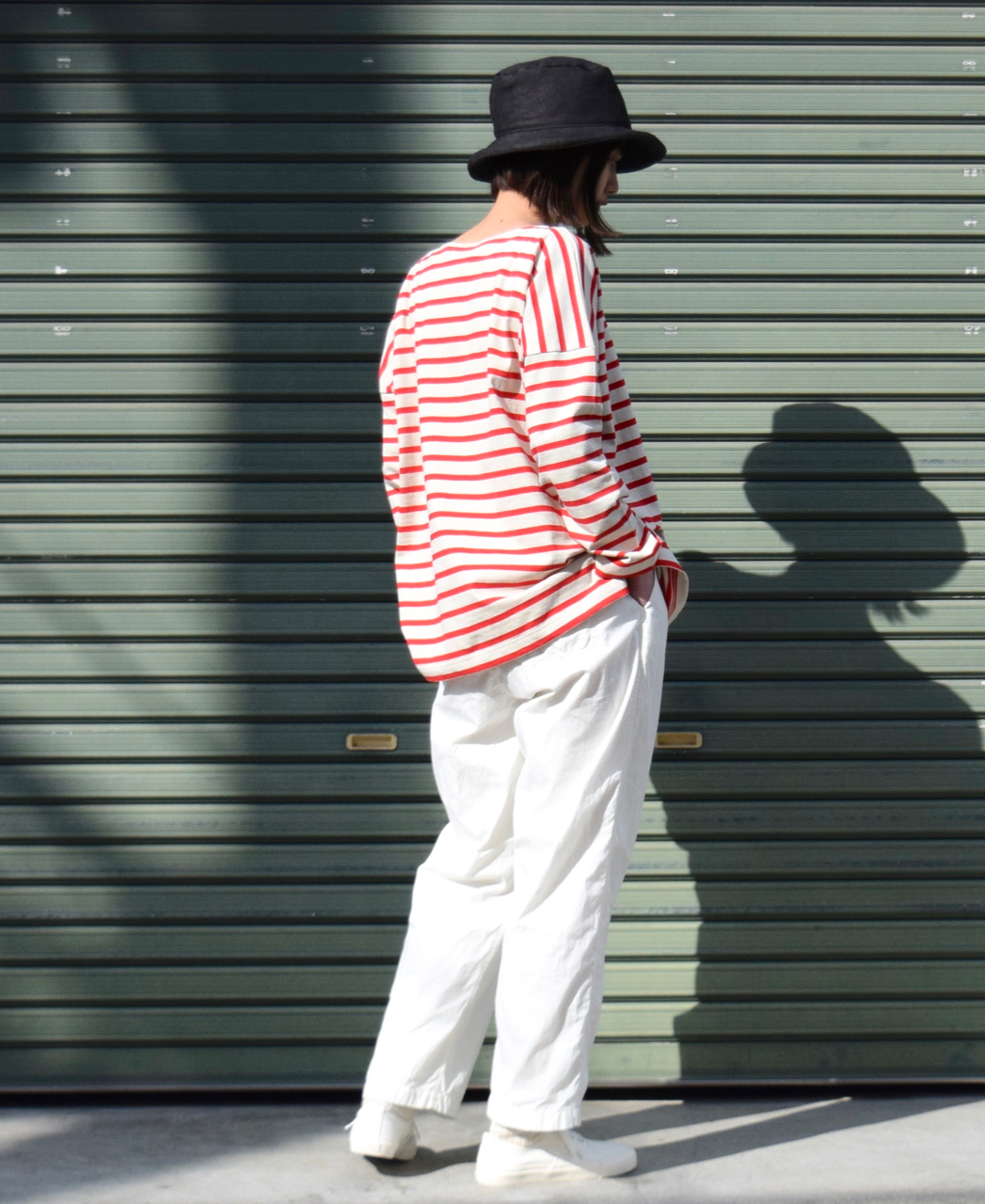 NLA2201 (カットソー) REGULAR STRIPE L/SL BOAT-NECK OVERSIZED BASQUE SHIRT