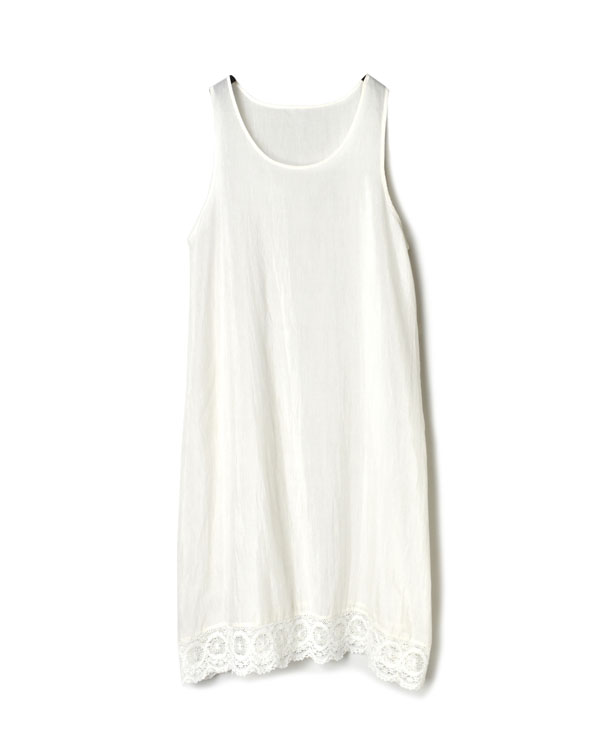 INMDS22031N (アンダーウェア) HANDWOVEN COTTON SILK WITH LACE U-NECK TANK TOP DRESS