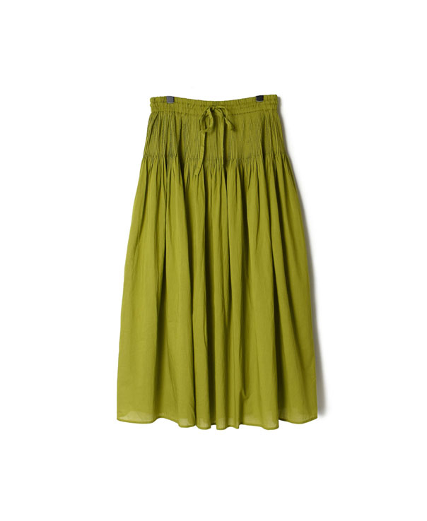 NMDS22166 80’S ORGANIC VOILE PLAIN MINI PINTUCK FLARED SKIRT