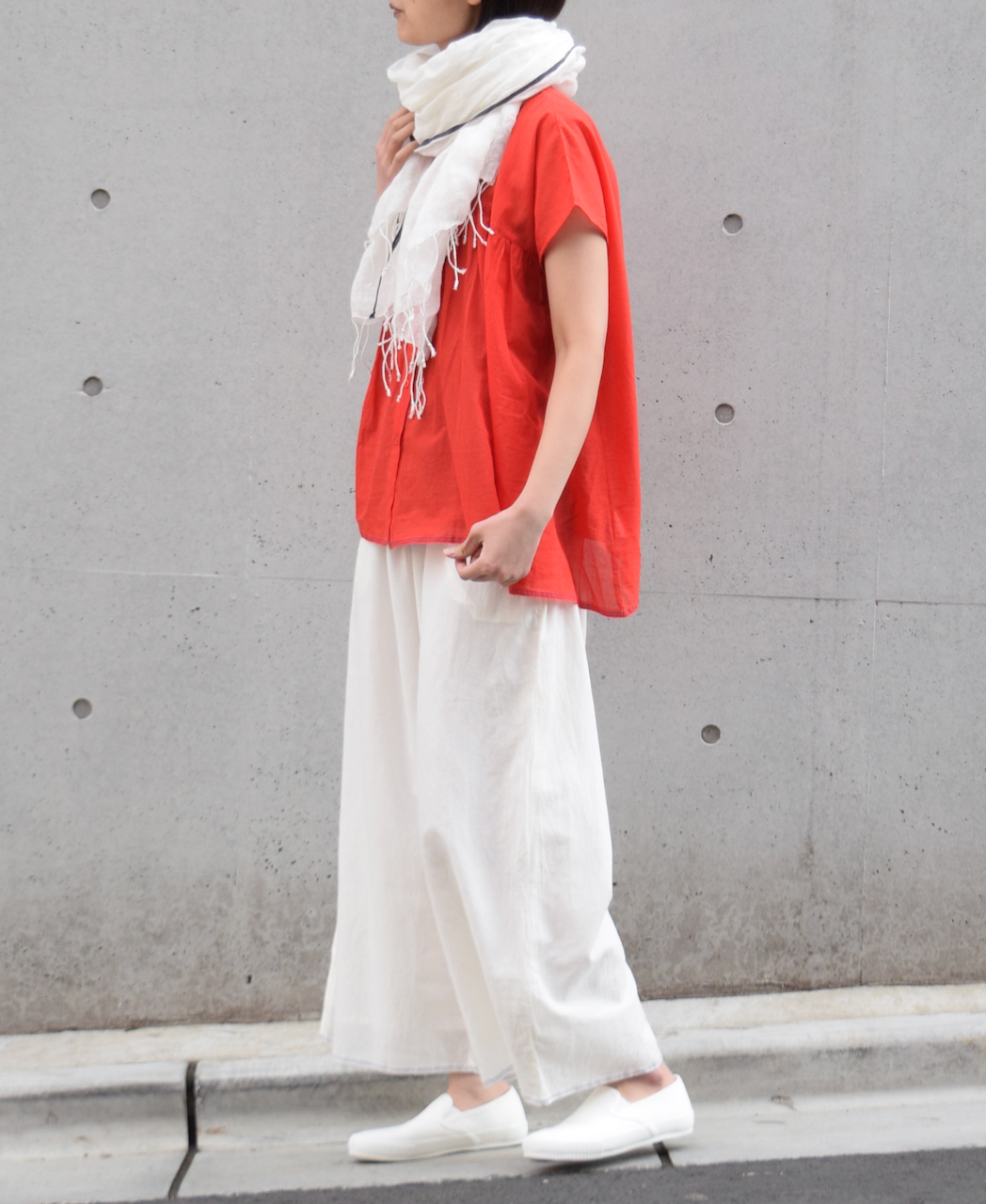 NSL22006 (パンツ) SUPER FINE VOILE WITH POLY SELVAGE WIDE EASY PANTS